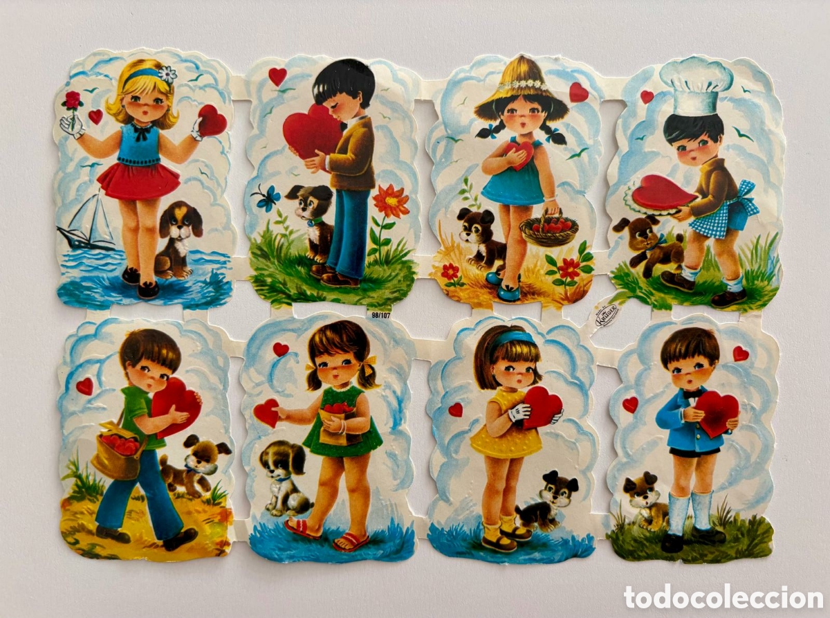 Coleccionismo Cromos troquelados antiguos: L&aacute;mina CROMOS TROQUELADOS alemanes KRUGER 98/107 relieve dibujos ni&ntilde;os NUEVA colecci&oacute;n antigua