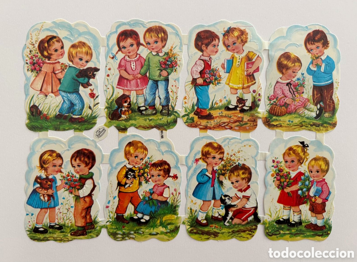 Coleccionismo Cromos troquelados antiguos: L&aacute;mina CROMOS TROQUELADOS alemanes KRUGER 98/108 relieve dibujos ni&ntilde;os NUEVA colecci&oacute;n antigua