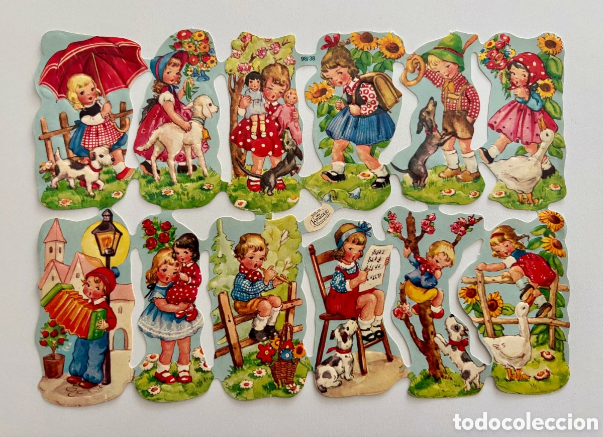 Coleccionismo Cromos troquelados antiguos: L&aacute;mina CROMOS TROQUELADOS alemanes KRUGER 98/38 relieve dibujos ni&ntilde;os NUEVA colecci&oacute;n antigua