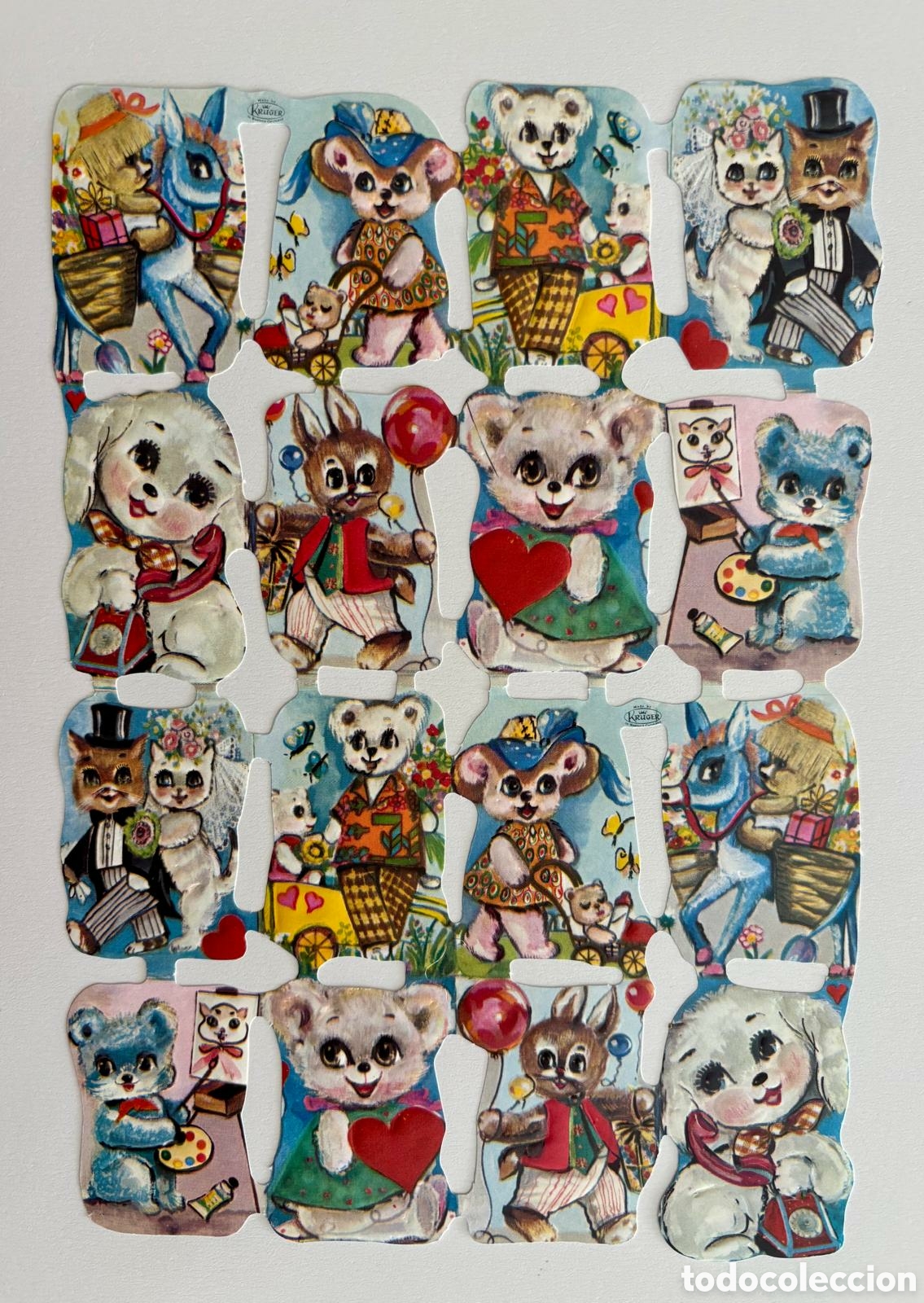 Coleccionismo Cromos troquelados antiguos: L&aacute;mina CROMOS TROQUELADOS alemanes KRUGER 98/142 relieve dibujos animalitos NUEVA colecci&oacute;n antigua