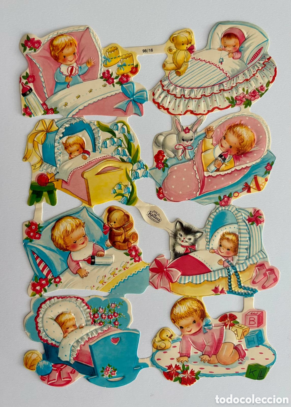 Coleccionismo Cromos troquelados antiguos: L&aacute;mina CROMOS TROQUELADOS alemanes KRUGER 98/16 relieve dibujos ni&ntilde;os beb&eacute;s NUEVA colecci&oacute;n antigua