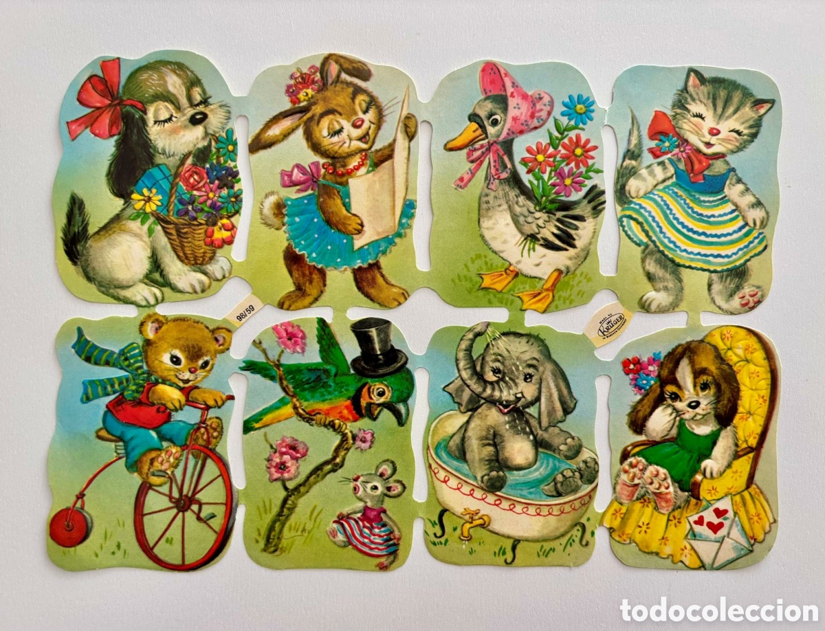 Coleccionismo Cromos troquelados antiguos: L&aacute;mina CROMOS TROQUELADOS alemanes KRUGER 98/59 animales animalitos DEFECTO colecci&oacute;n antigua