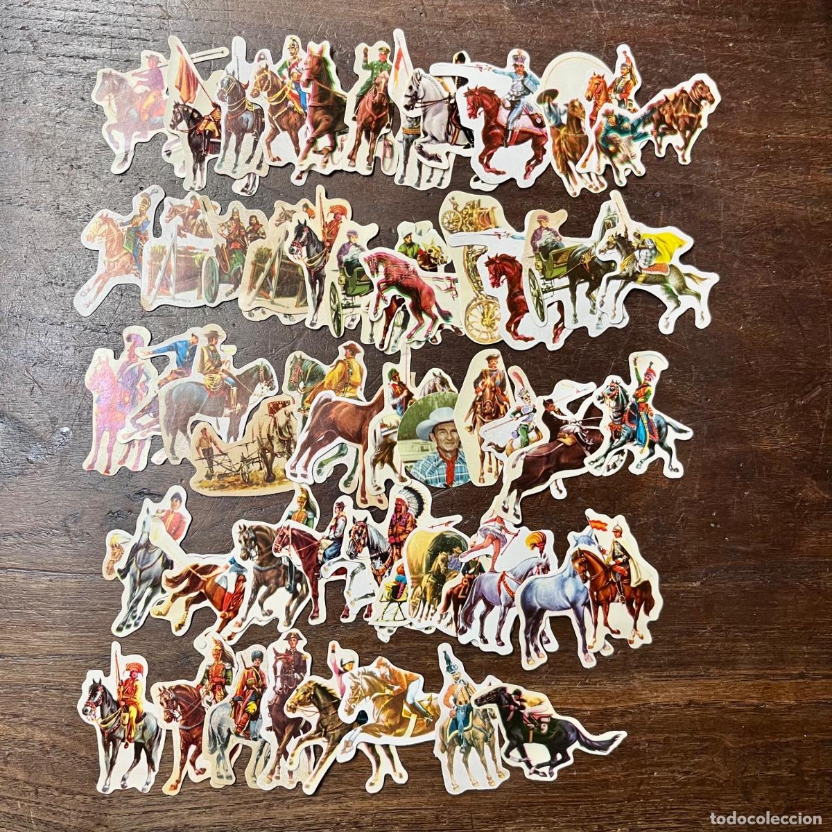 Coleccionismo Cromos troquelados antiguos: Lote de 57 cromos de Panrico, el mundo de Furia caballos en acci&oacute;n