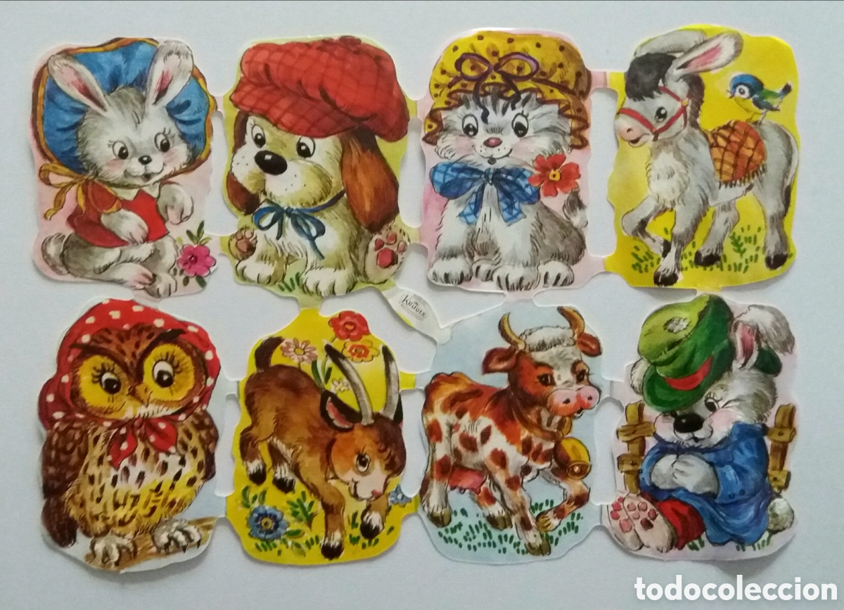 Coleccionismo Cromos troquelados antiguos: L&aacute;mina CROMOS TROQUELADOS alemanes KRUGER relieve animalitos colecci&oacute;n ni&ntilde;os antigua infantil san