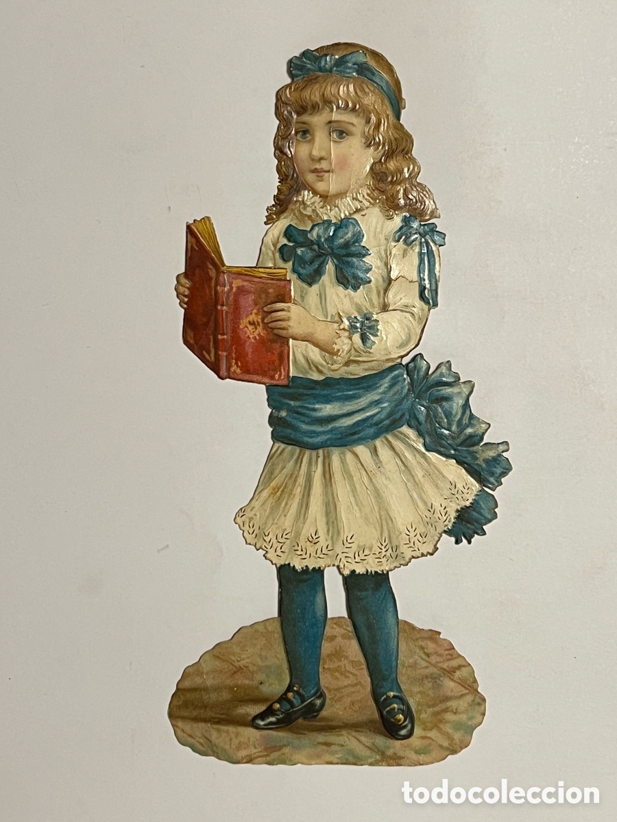 Coleccionismo Cromos troquelados antiguos: BARCELONA. Cromo troquelado Modernista. Joven lectora de libros. Amatller ? Juncosa ? (h.1890?)