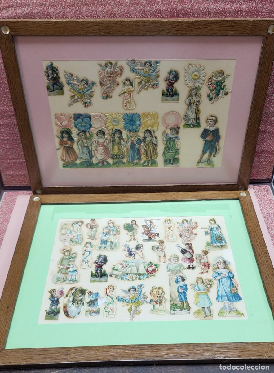 Coleccionismo Cromos troquelados antiguos: ANTIGUOS CROMOS ROMANTICOS TROQUELADOS ENMARCADOS