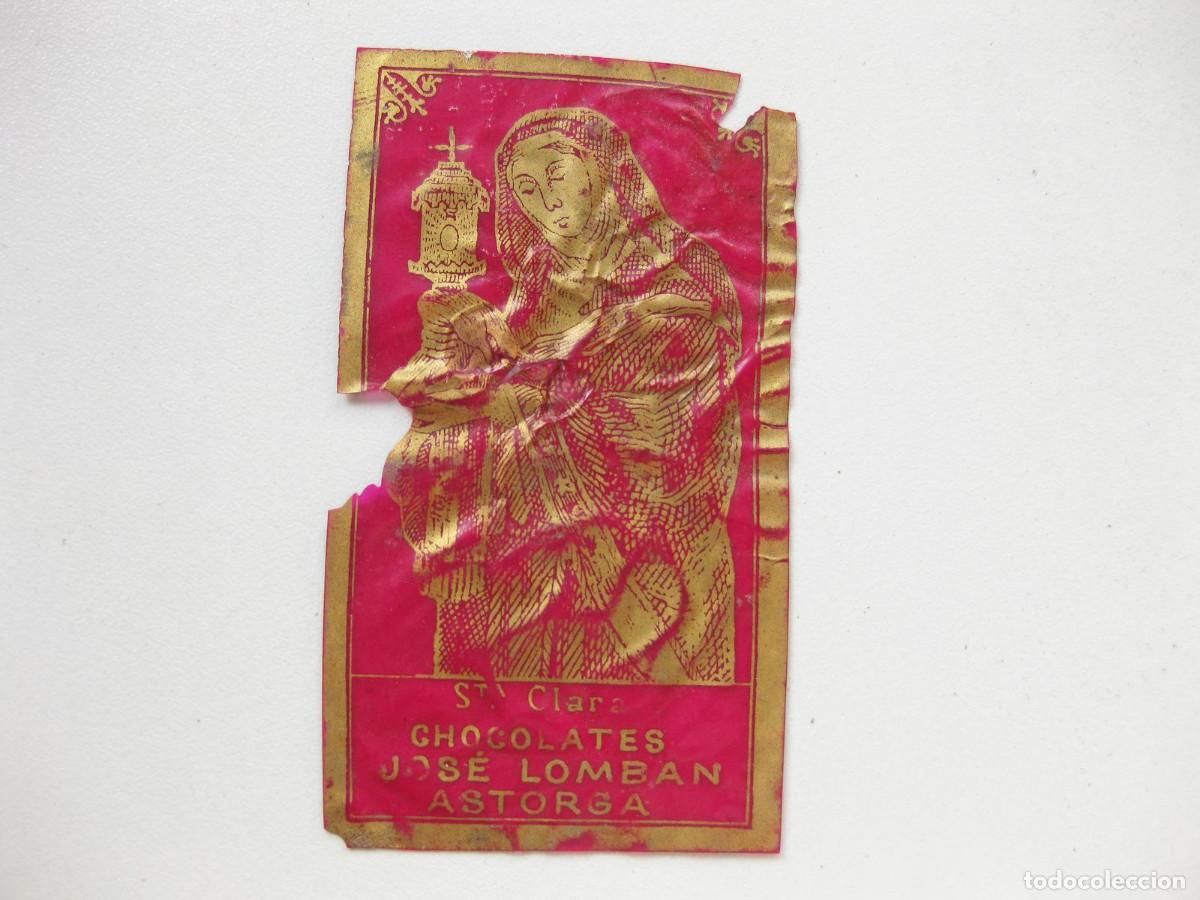 Coleccionismo Cromos troquelados antiguos: Estampa impresa en celuloide. Sta. Clara. Chocolates Jos&eacute; Lomban Astorga. Deteriorada.