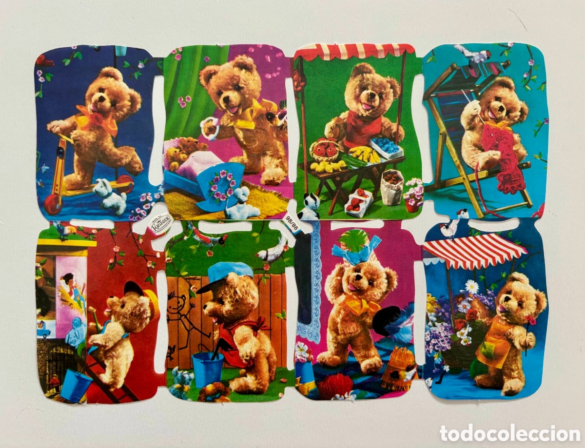 Coleccionismo Cromos troquelados antiguos: L&aacute;mina CROMOS TROQUELADOS alemanes KRUGER 98/86 relieve osos ositos NUEVA colecci&oacute;n ni&ntilde;os antigua