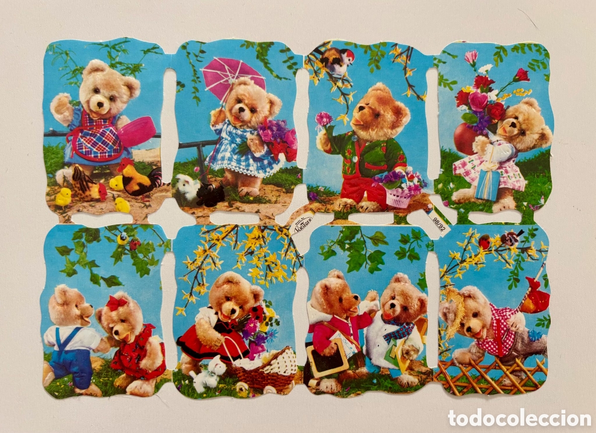 Coleccionismo Cromos troquelados antiguos: L&aacute;mina CROMOS TROQUELADOS alemanes KRUGER 98/92 relieve osos ositos NUEVA colecci&oacute;n ni&ntilde;os antigua