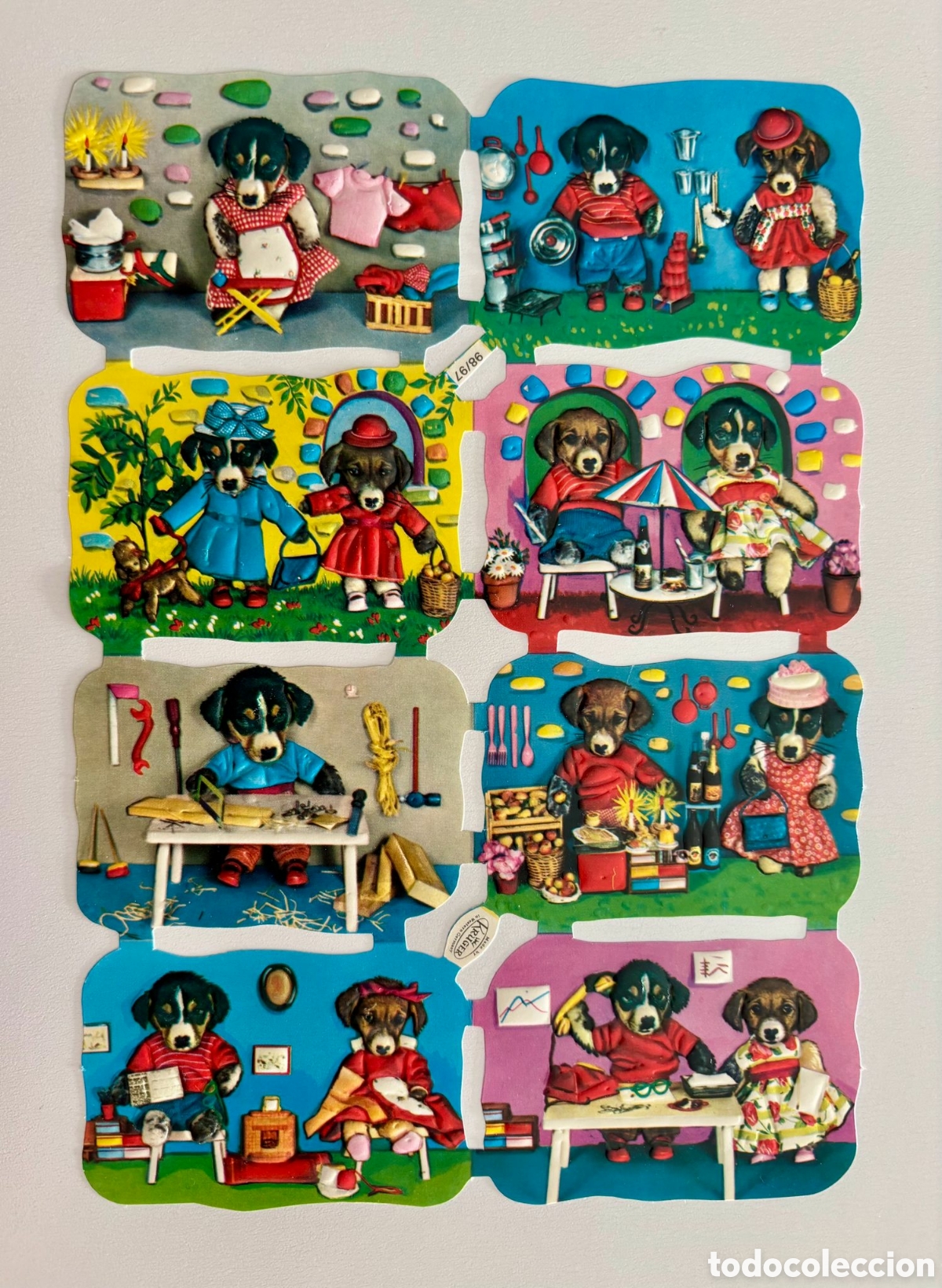 Coleccionismo Cromos troquelados antiguos: L&aacute;mina CROMOS TROQUELADOS alemanes KRUGER 98/97 relieve perros perrito NUEVA colecci&oacute;n ni&ntilde;os antigua