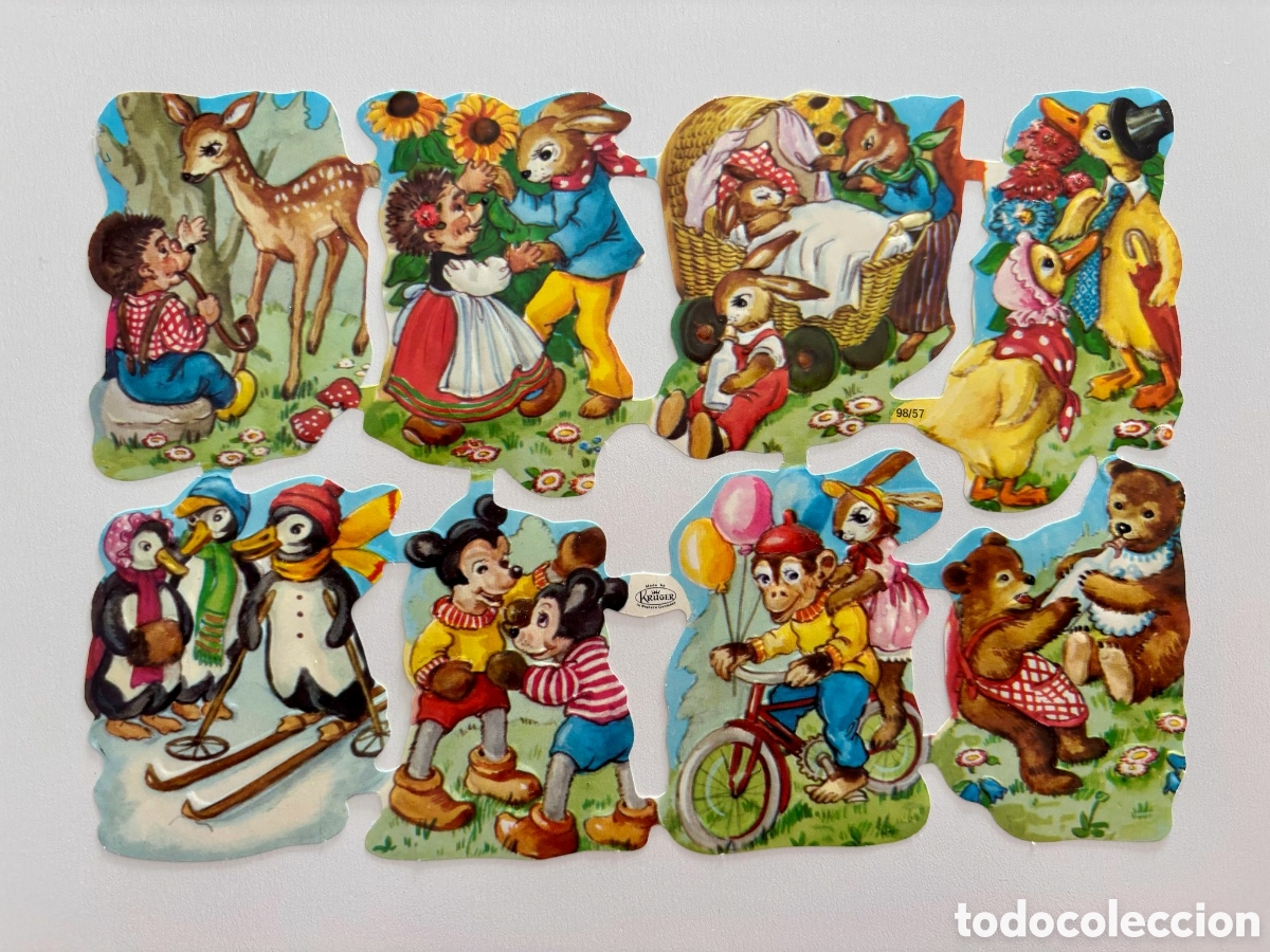 Coleccionismo Cromos troquelados antiguos: L&aacute;mina CROMOS TROQUELADOS alemanes KRUGER 98/57 relieve animalitos NUEVA colecci&oacute;n ni&ntilde;os antigua