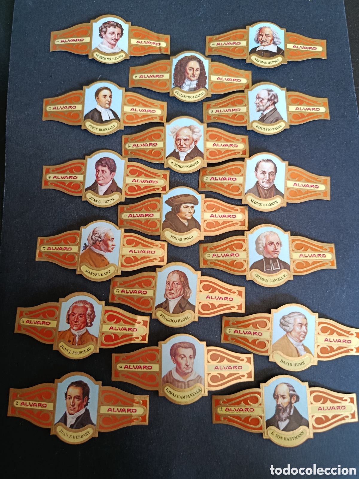 Coleccionismo Cromos troquelados antiguos: TABACOS ALVARO. COLECCI&Oacute;N DE VITOLAS. FIL&Oacute;SOFOS II. LE FALTAN 7. MNH.