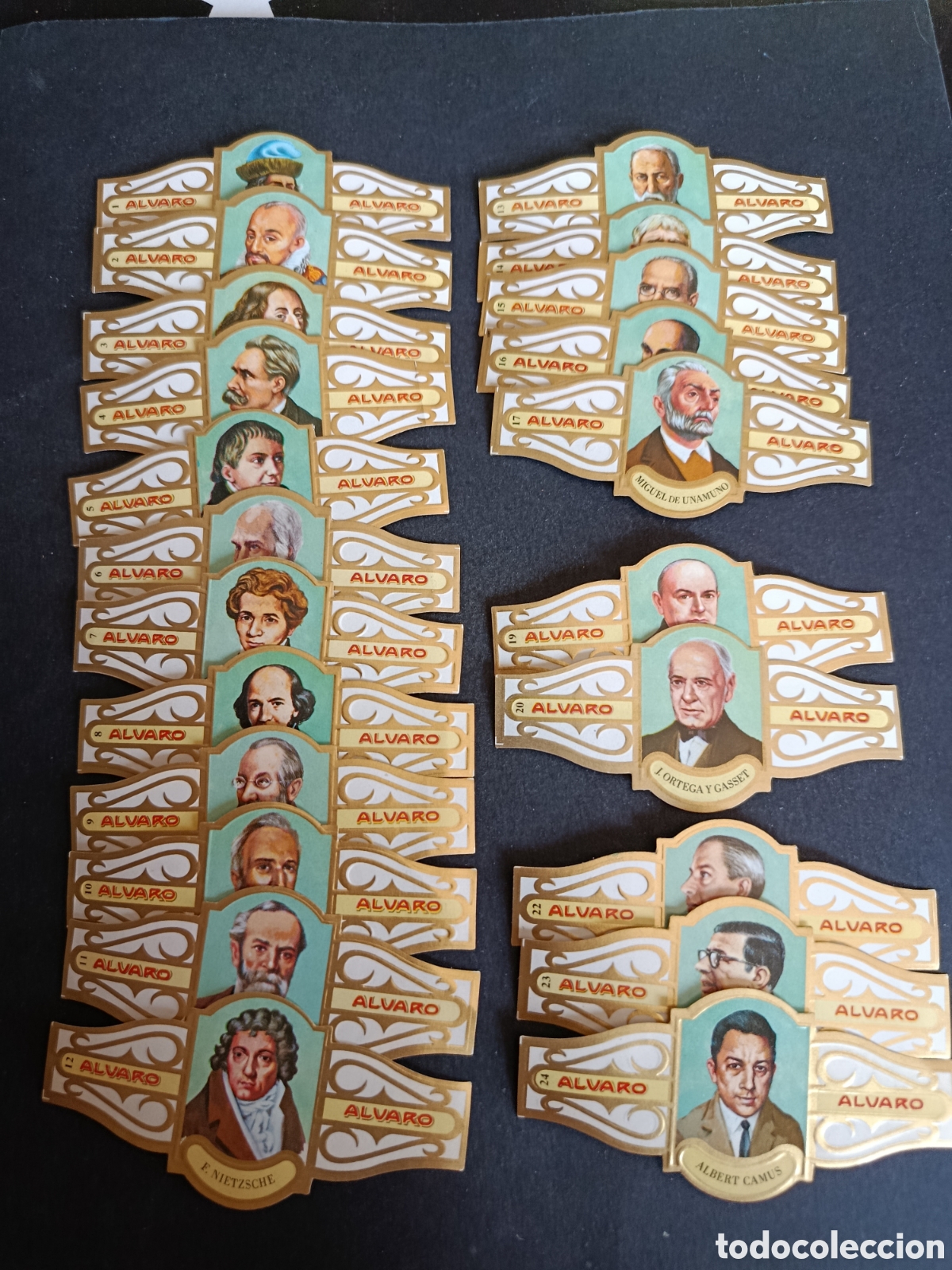 Coleccionismo Cromos troquelados antiguos: TABACOS ALVARO. COLECCI&Oacute;N DE VITOLAS SERIE FIL&Oacute;SOFOS III. LE FALTAN 2 PARA COMPLETAR. MNH.
