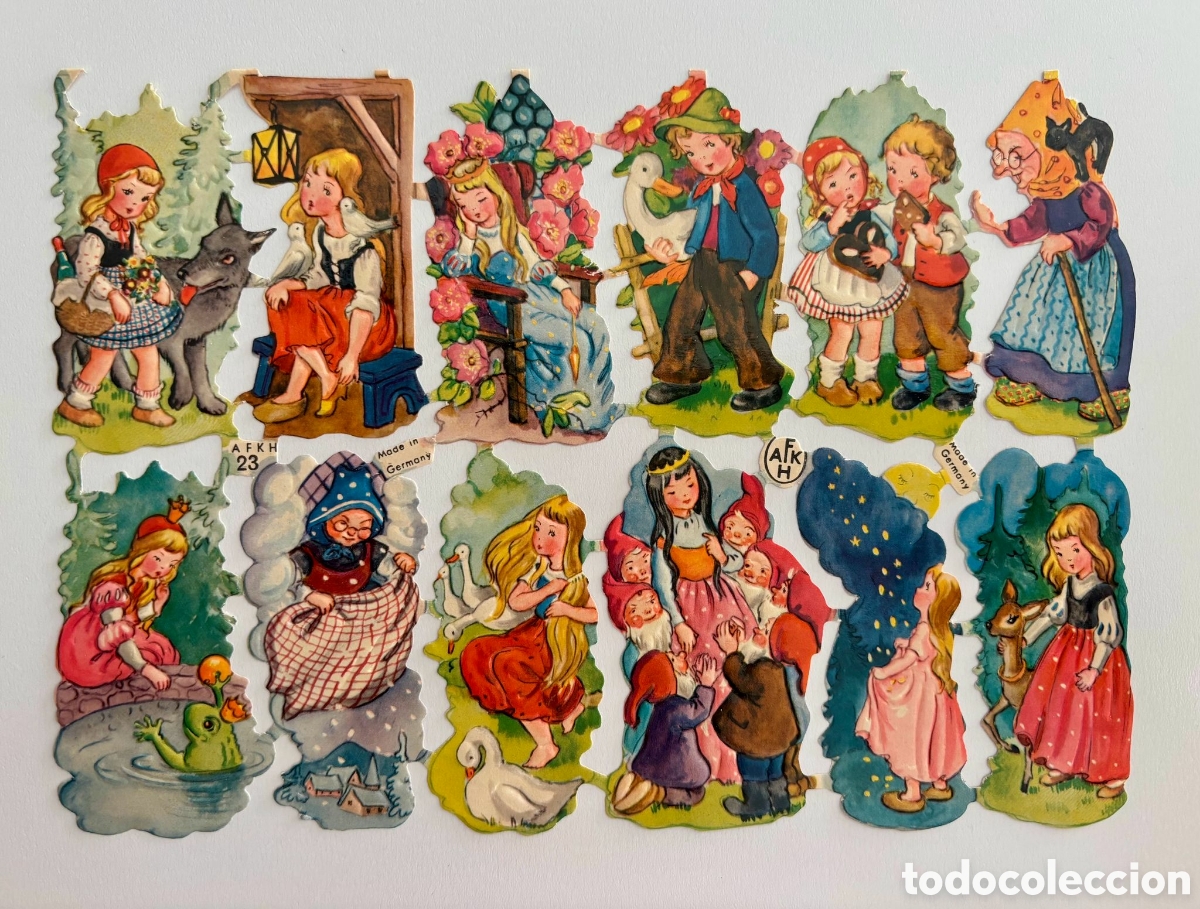 Collectable Antique Stamped Cards: AFKH 23 l&aacute;mina CROMOS TROQUELADOS alemanes cuentos a&ntilde;os 50 RARA DIF&Iacute;CIL colecci&oacute;n antigua