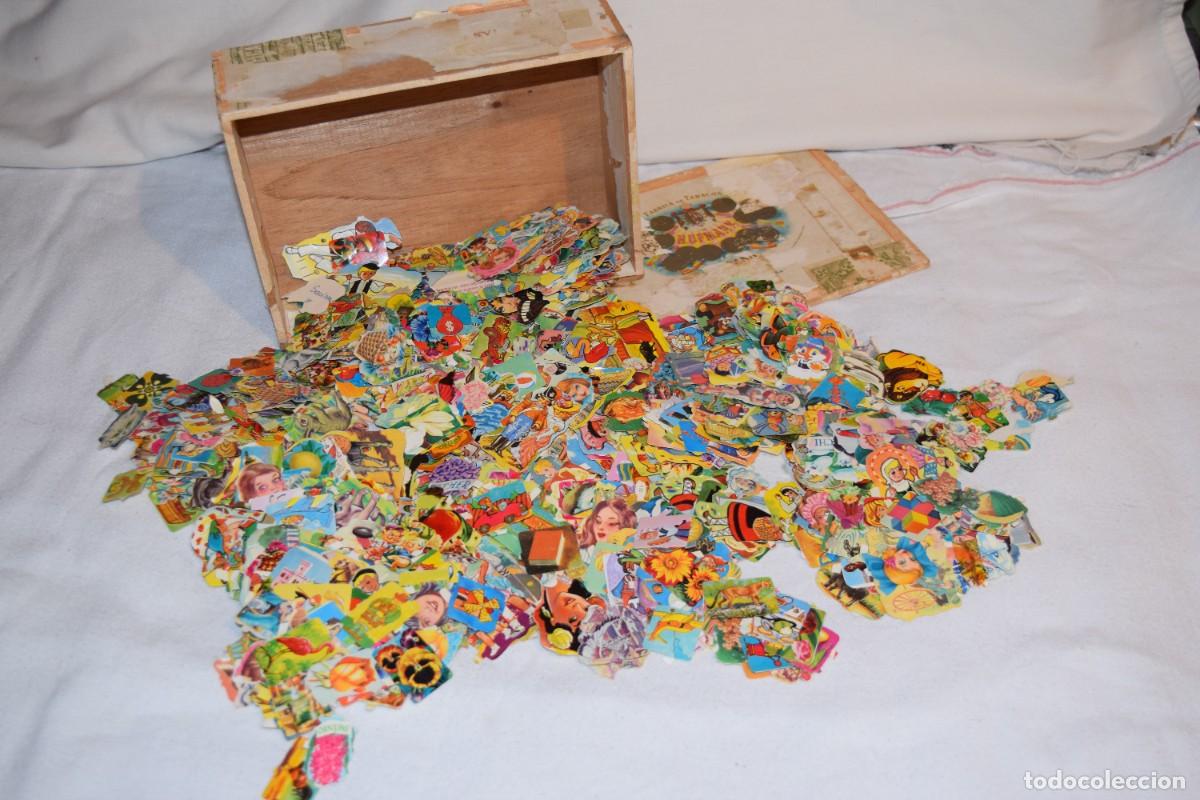 Coleccionismo Cromos troquelados antiguos: Vintage - Caja antigua, conteniendo sobre 1000 cromos troquelado, diferentes &eacute;pocas - &iexcl;MIRA FOTOS!
