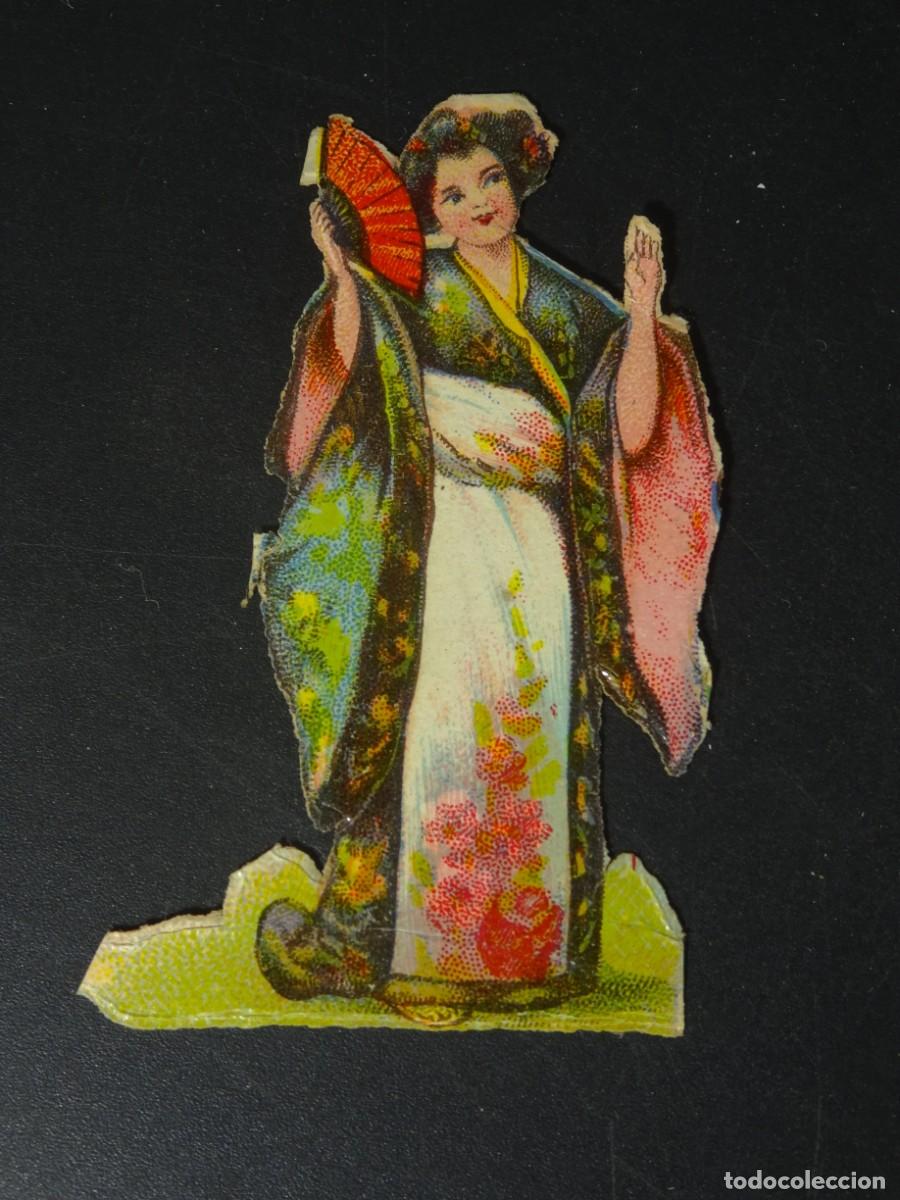 Coleccionismo Cromos troquelados antiguos: ANTIGUO CROMO TROQUELADO, MUJER ASI&Aacute;TICA, VER FOTOS