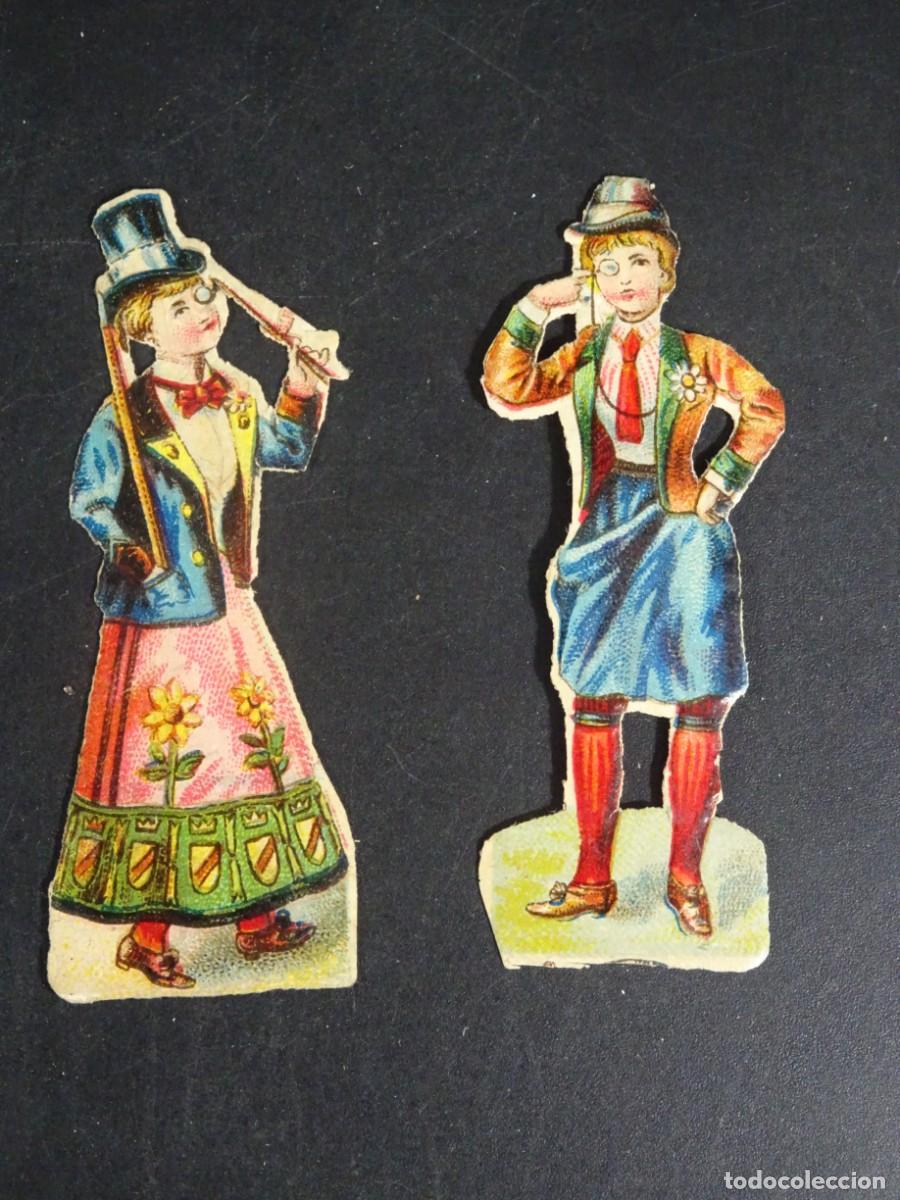Coleccionismo Cromos troquelados antiguos: 2 ANTIGUOS CROMOS TROQUELADOS, MUJERES TRAJES DE &Eacute;POCA, VER FOTOS