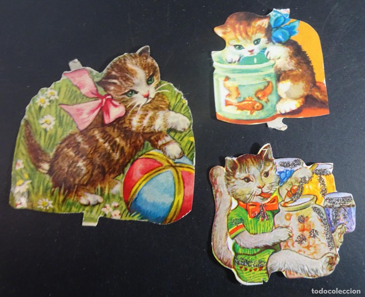 Coleccionismo Cromos troquelados antiguos: LOTE ANTIGUOS CROMOS TROQUELADOS GATOS, VER FOTOS