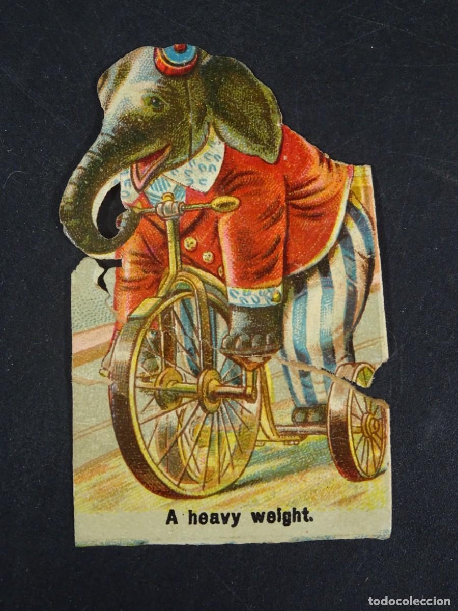 Coleccionismo Cromos troquelados antiguos: ANTIGUO CROMO TROQUELADO, CHOCOLATE JUNCOSA, ELEFANTE, CIRCO, BARCELONA,VER FOTOS