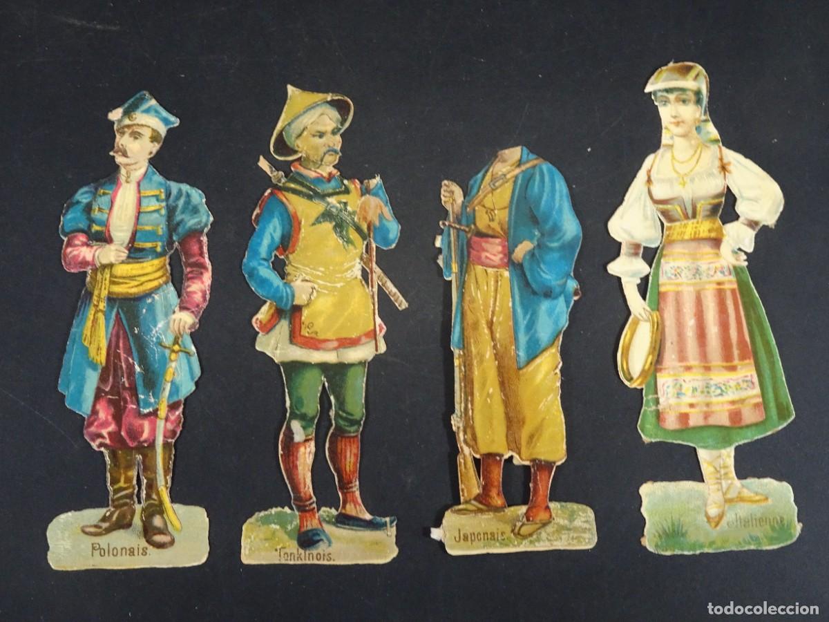 Colecionismo Cromos recortados antigos: 4 ANTIGUOS CROMOS TROQUELADOS, TRAJES T&Iacute;PICOS PA&Iacute;SES, VER FOTOS Y ESTADO