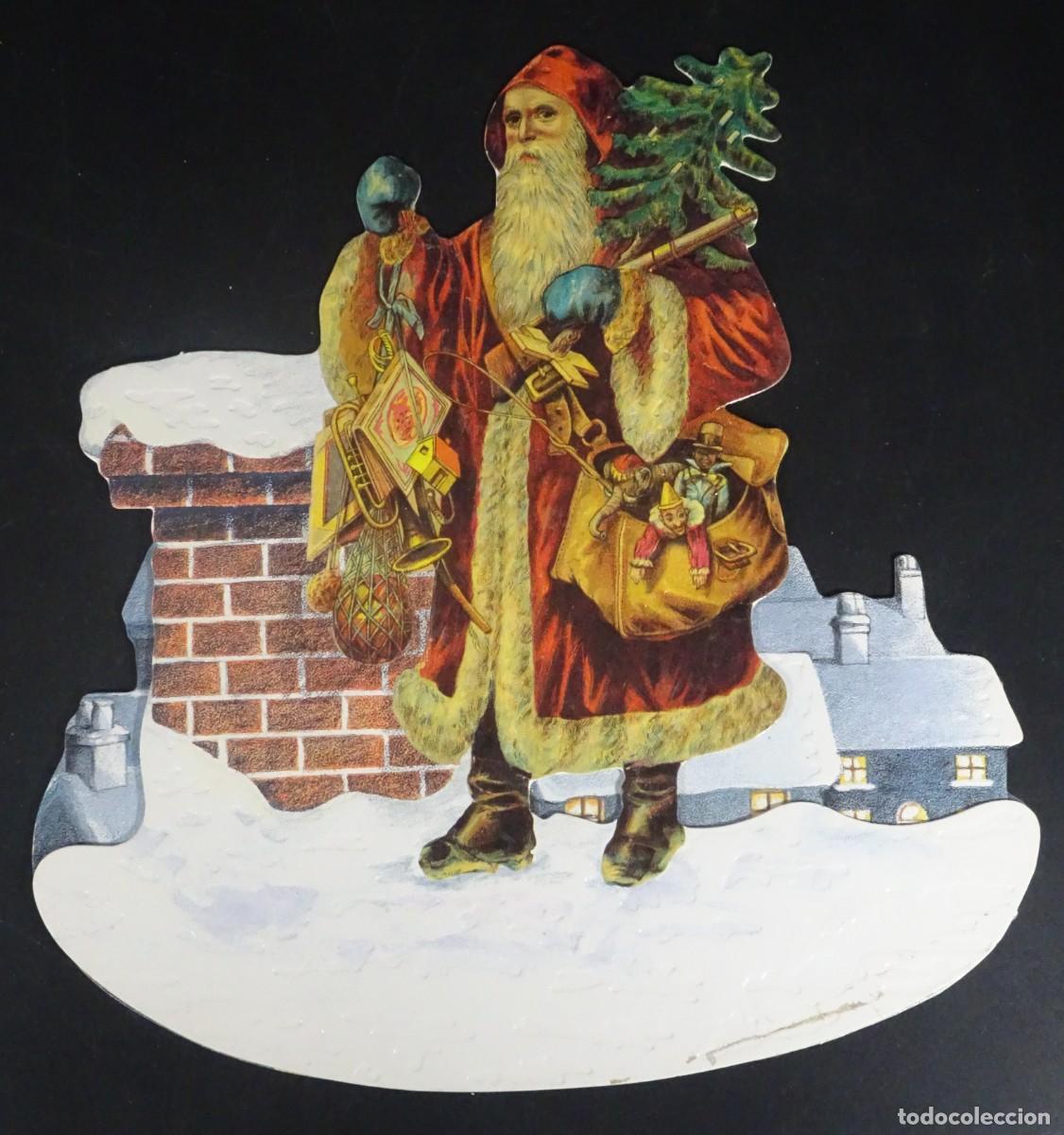 Coleccionismo Cromos troquelados antiguos: ANTIGUO CROMO TROQUELADO CON SOPORTE, PAPA NOEL ,SANTA CLAUS, VER FOTOS