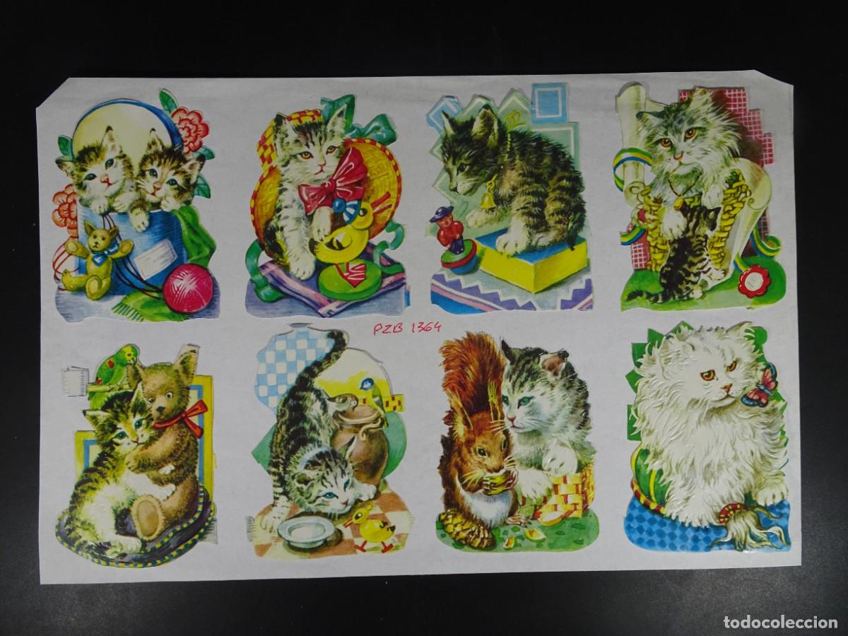 Collectable Antique Stamped Cards: LOTE ANTIGUOS CROMOS TROQUELADOS, GATOS, VER FOTOS