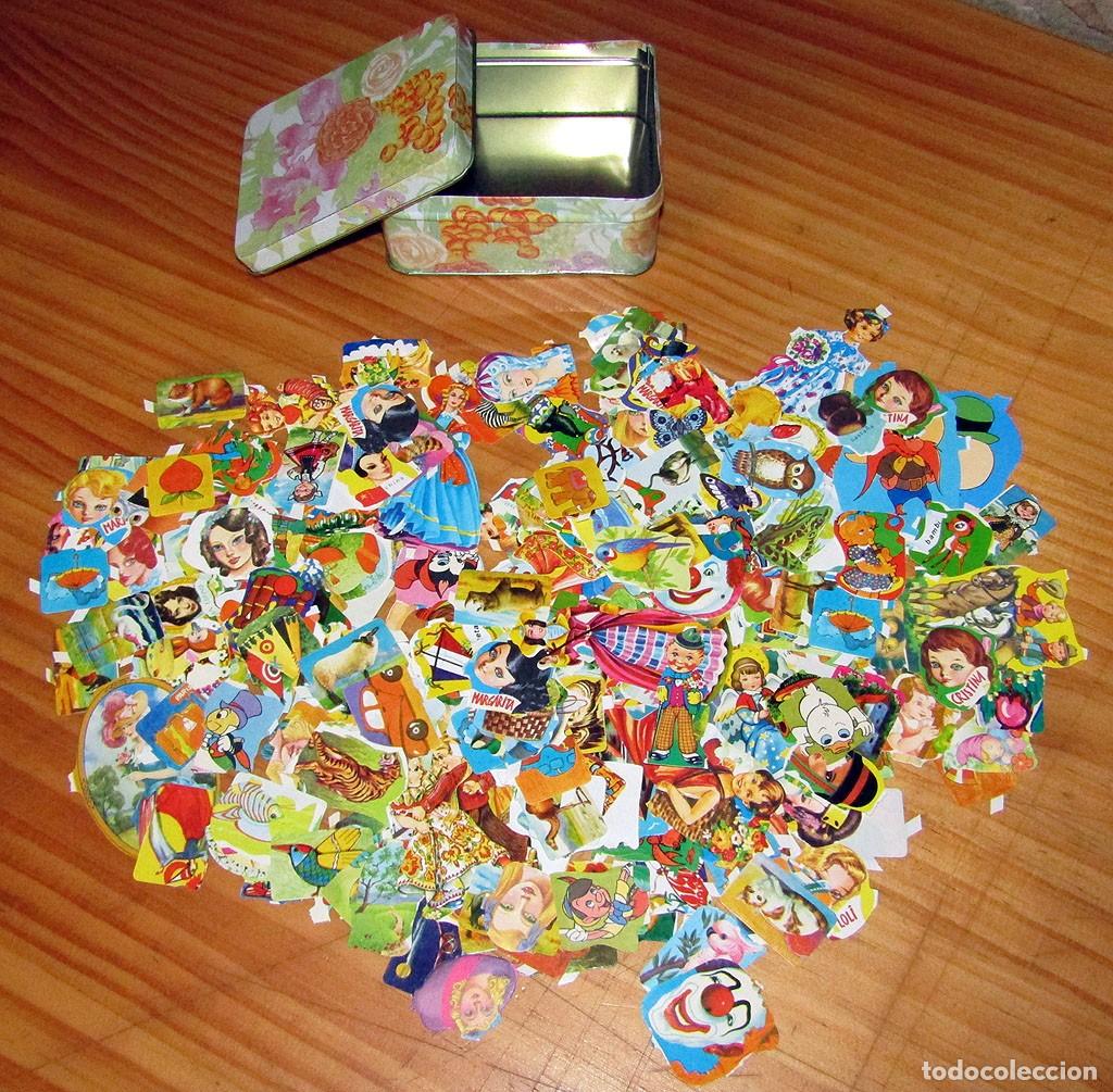 Coleccionismo Cromos troquelados antiguos: CAJA DE LATA O METAL CON 250 CROMOS DE PICAR O TROQUELADOS