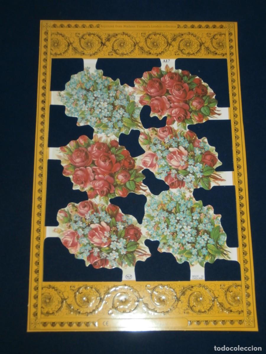 Coleccionismo Cromos troquelados antiguos: LAMINA CROMOS TROQUELADOS MLP- A17. FLORES. RELIEVE BRILLO