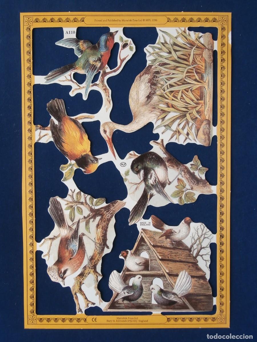 Coleccionismo Cromos troquelados antiguos: LAMINA CROMOS TROQUELADOS MLP- A110. PAJAROS. RELIEVE BRILLO