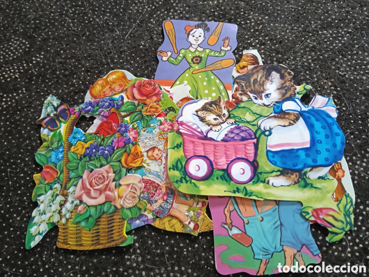 Coleccionismo cromos troquelados antiguos: Lote de 14 cromos de picar, troquelados con purporina