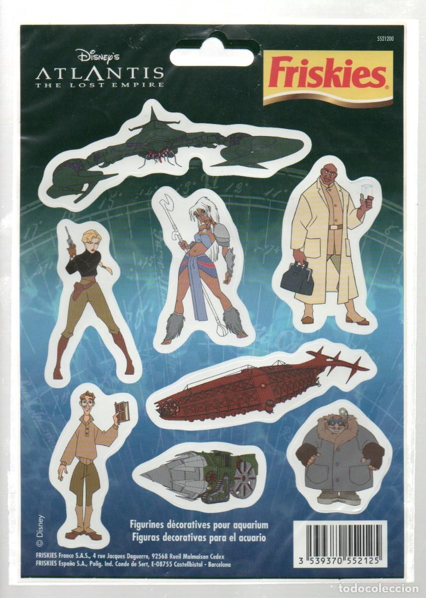 Coleccionismo cromos troquelados antiguos: LAMINA CON 8 CROMOS ADHESIVOS FRISKIES. FIGURAS DECORATIVAS PARA EL ACUARIO, ATLANTIS DISNEY.