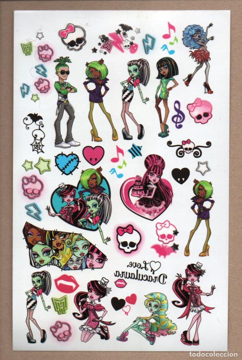 Coleccionismo cromos troquelados antiguos: LAMINA CON STICKERS ADHESIVOS DE LAS MONSTER HIGH, NUEVA SIN PEGAR.