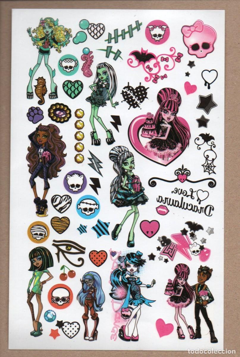 Coleccionismo cromos troquelados antiguos: LAMINA CON STICKERS ADHESIVOS DE LAS MONSTER HIGH, NUEVA SIN PEGAR.