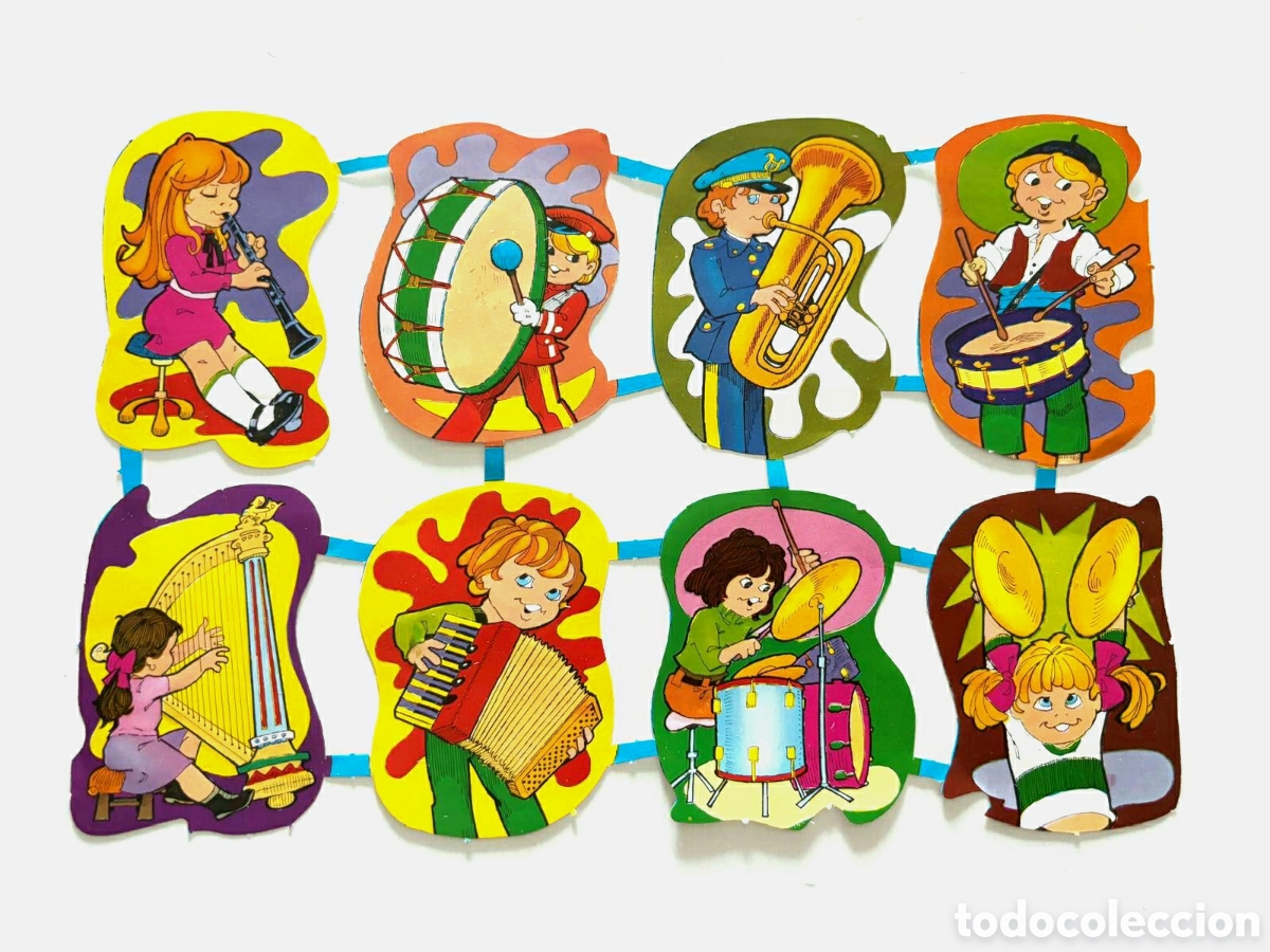 Coleccionismo cromos troquelados antiguos: L&aacute;mina CROMOS TROQUELADOS espa&ntilde;oles MAVES GRANDES relieve ni&ntilde;os m&uacute;sicos 70/80 NUEVA colecci&oacute;n picar