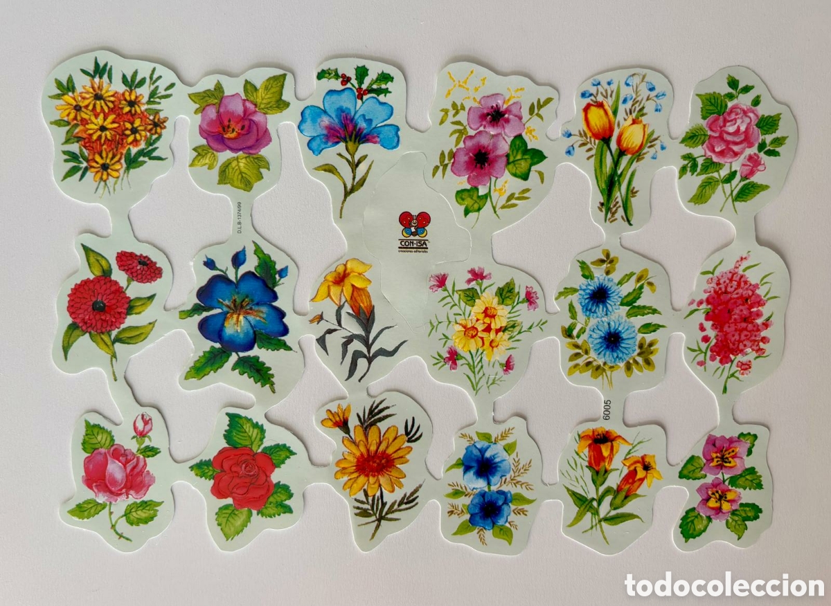 Coleccionismo cromos troquelados antiguos: L&aacute;mina CROMOS TROQUELADOS espa&ntilde;oles relieve dibujos flores a&ntilde;os 70/80 NUEVA colecci&oacute;n picar ni&ntilde;os