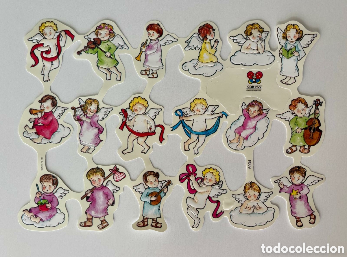 Coleccionismo cromos troquelados antiguos: L&aacute;mina CROMOS TROQUELADOS espa&ntilde;oles relieve dibujos &aacute;ngeles a&ntilde;os 70/80 NUEVA colecci&oacute;n picar ni&ntilde;os