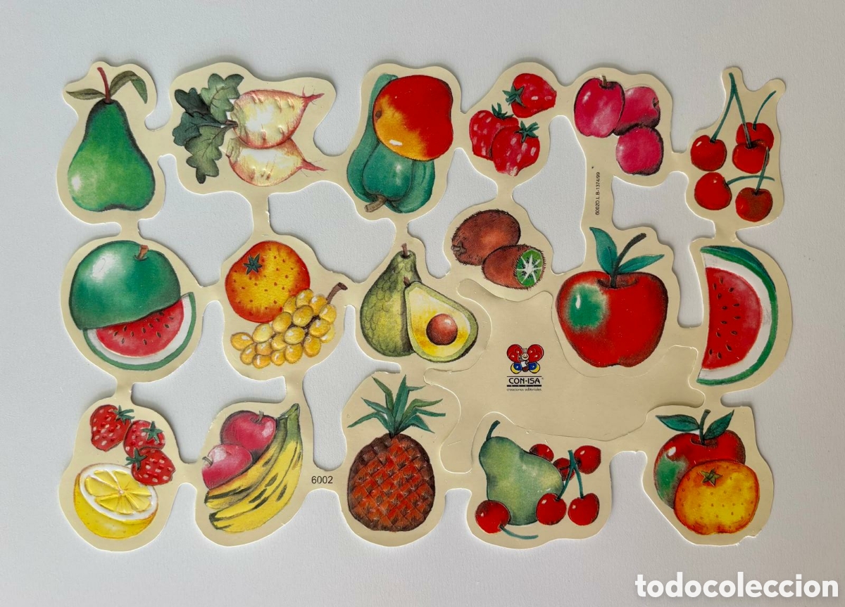 Coleccionismo cromos troquelados antiguos: L&aacute;mina CROMOS TROQUELADOS espa&ntilde;oles relieve dibujos frutas a&ntilde;os 70/80 NUEVA colecci&oacute;n picar ni&ntilde;os