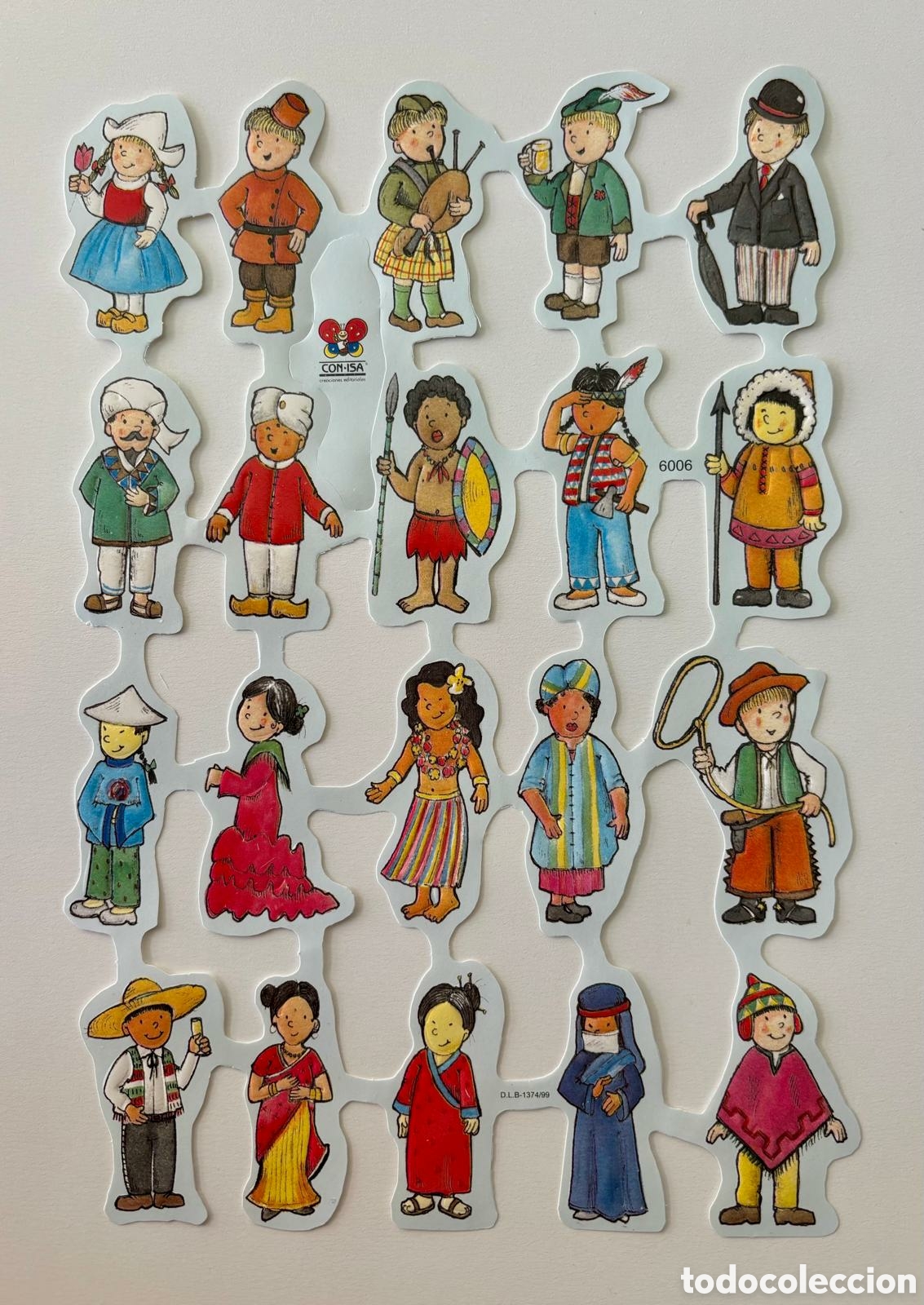 Coleccionismo cromos troquelados antiguos: L&aacute;mina CROMOS TROQUELADOS espa&ntilde;oles relieve dibujos ni&ntilde;os trajes pa&iacute;ses a&ntilde;os 70/80 NUEVA colecci&oacute;n