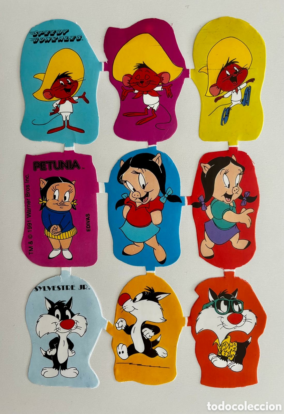 Coleccionismo cromos troquelados antiguos: L&aacute;mina CROMOS TROQUELADOS espa&ntilde;oles EDIVAS GRANDES dibujos Warner Bros 70/80 NUEVA colecci&oacute;n ni&ntilde;os