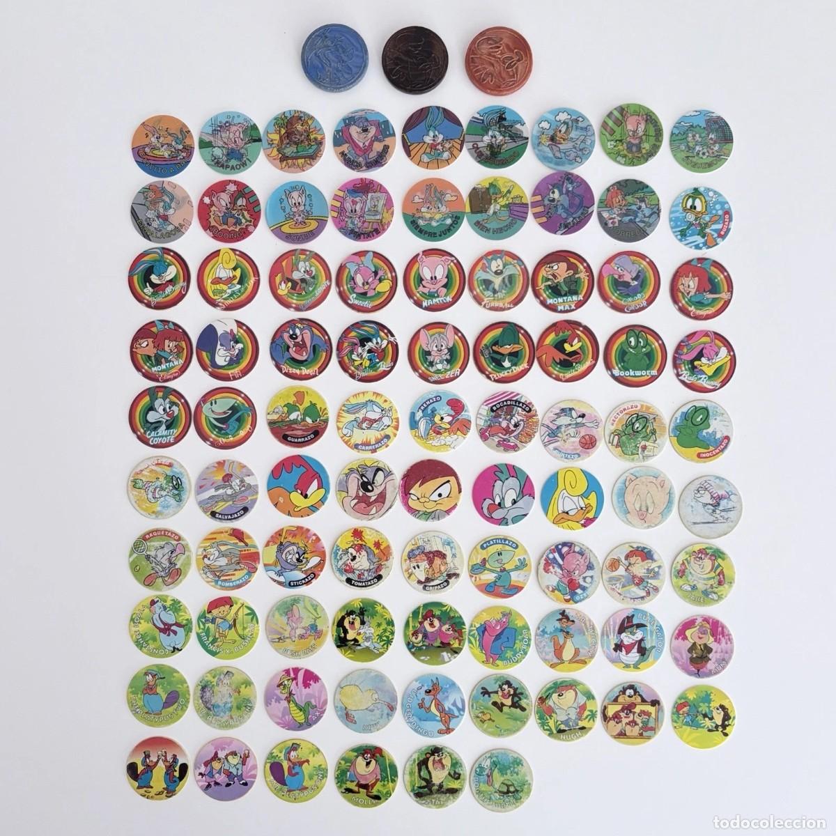 Sammeln alte gestanzte Sammelbilder: Lote 90 Tazos Caps flippos Tiny Toon Adventures Matutano 90s sin repetir Spain