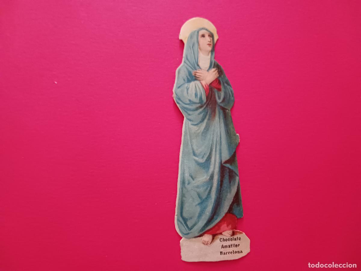 Coleccionismo cromos troquelados antiguos: cromo troquelado, representacion de la virgen, chocolate amatller