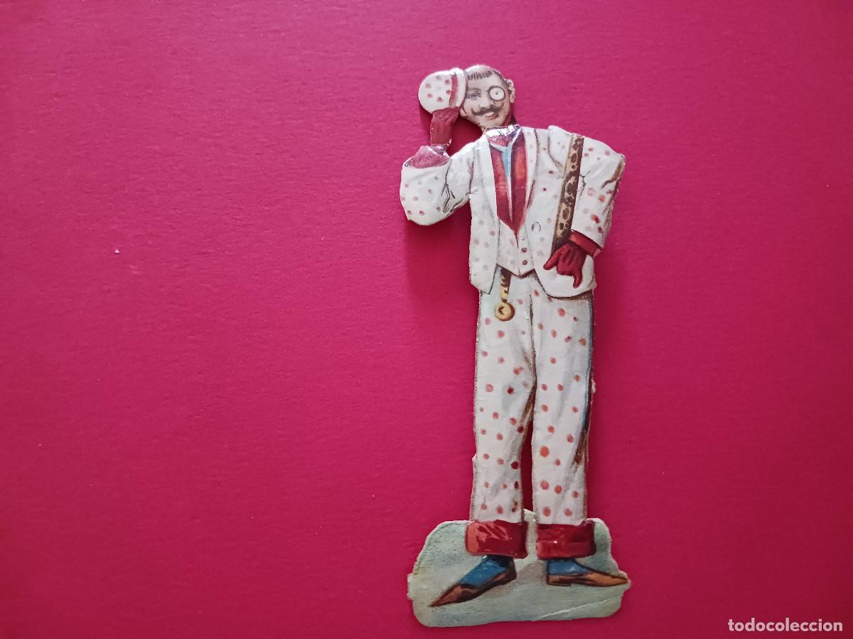 Coleccionismo cromos troquelados antiguos: cromo troquelado, hombre de traje de lunares, chocolate amatller