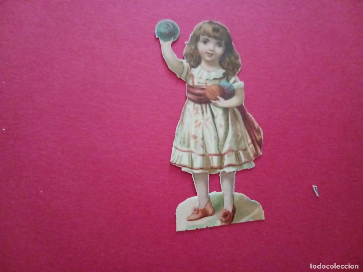 Coleccionismo cromos troquelados antiguos: cromo troquelado, ni&ntilde;a con ovillos de lana, chocolate amatller