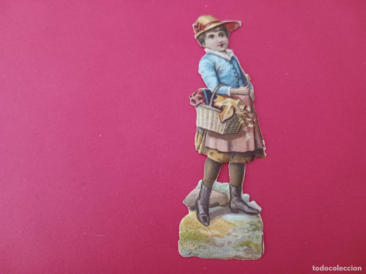 Coleccionismo cromos troquelados antiguos: cromo troquelado, ni&ntilde;a con sombrero y cesta, chocolate amatller