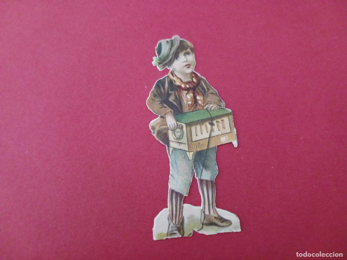 Coleccionismo cromos troquelados antiguos: cromo troquelado, ni&ntilde;o tocando organillo, chocolate amatller