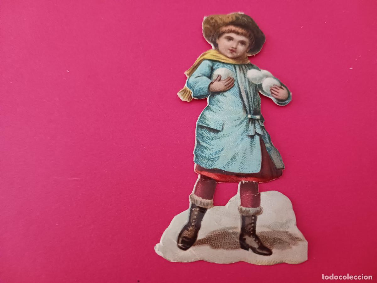 Coleccionismo cromos troquelados antiguos: cromo troquelado, ni&ntilde;o con bolas de nieve, chocolate amatller