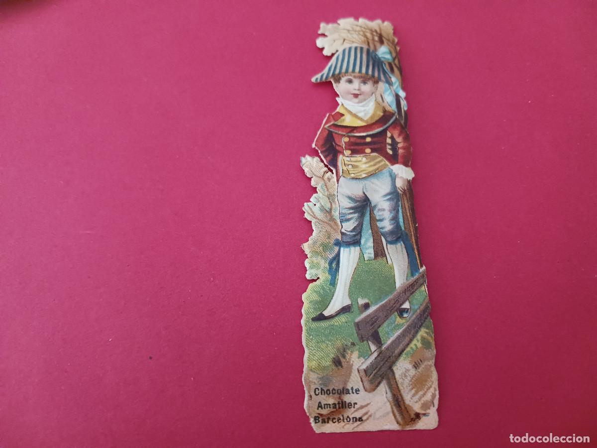 Coleccionismo cromos troquelados antiguos: cromo troquelado, ni&ntilde;o con traje de epoca, chocolate amatller