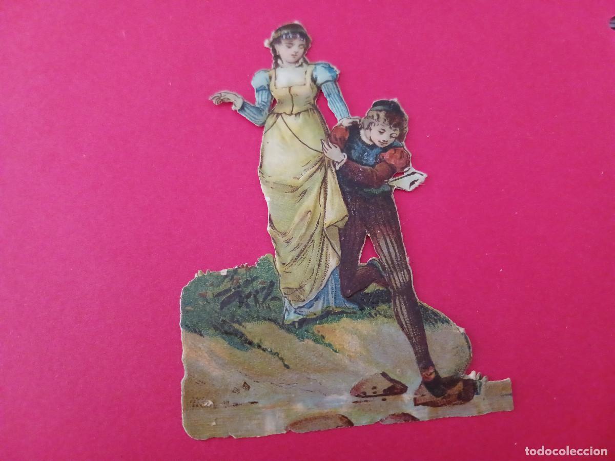 Coleccionismo cromos troquelados antiguos: cromo troquelado, ni&ntilde;o ayuda a cruzar el rio, chocolate amatller