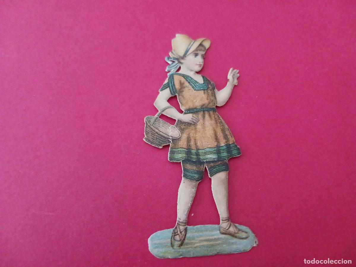 Coleccionismo cromos troquelados antiguos: cromo troquelado, ni&ntilde;a con cesto y sombrero, chocolate amatller