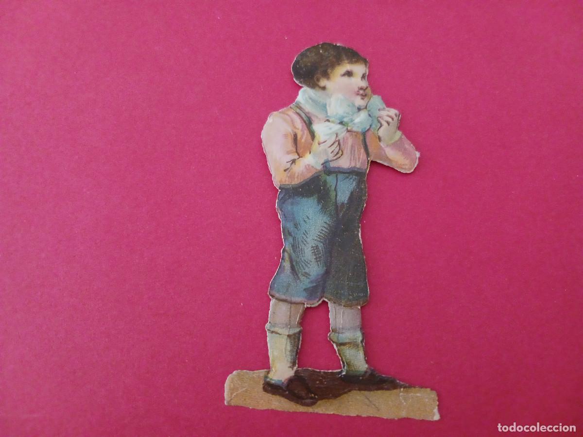 Coleccionismo cromos troquelados antiguos: cromo troquelado, ni&ntilde;o comiendo una onza de chocolate, chocolate amatller